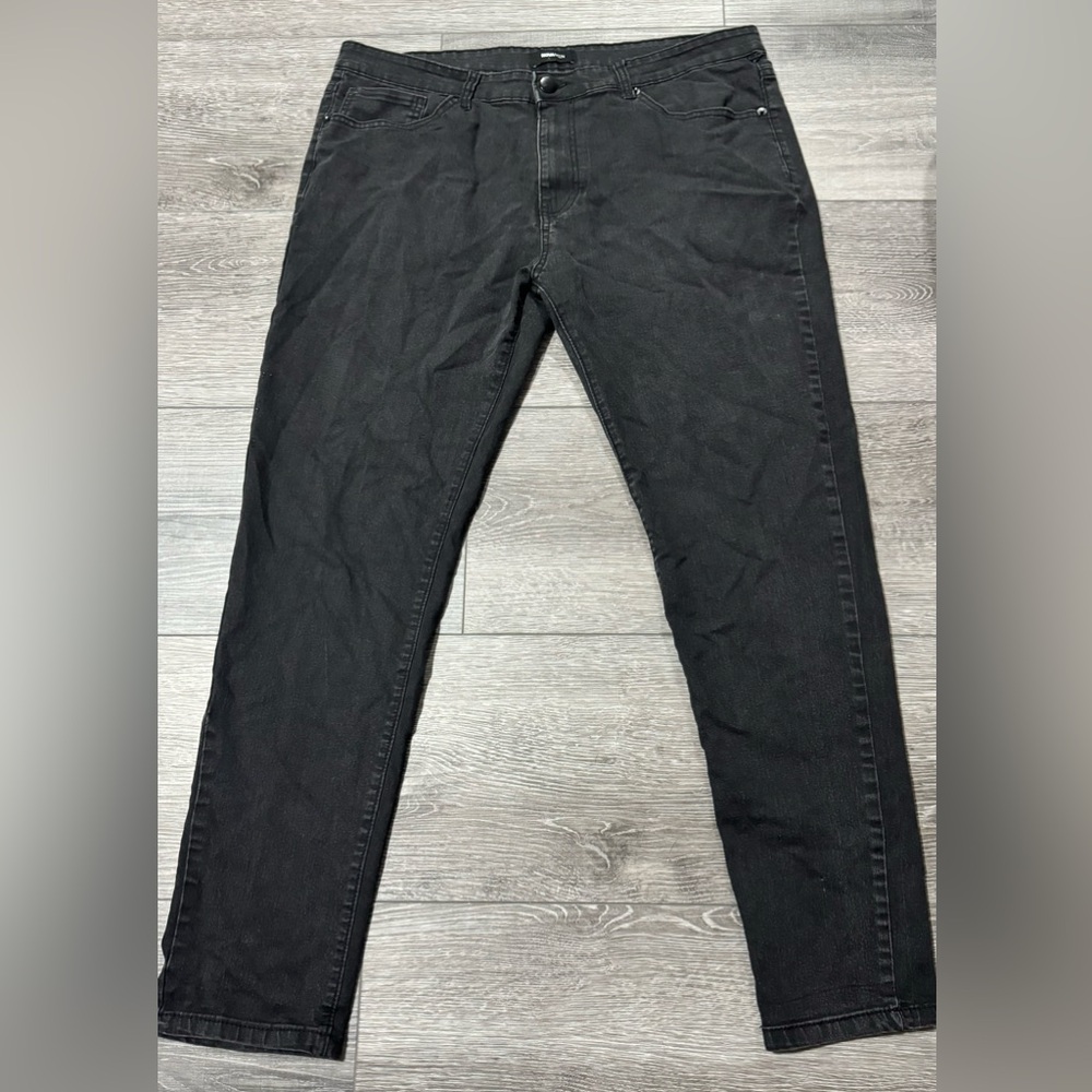men black fn denim jeans 38 tapered slim straight black